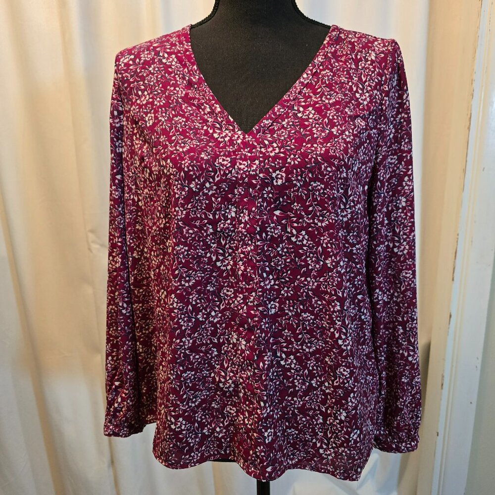 J.Crew Factory V-Neck Blouse Autumn Berry S